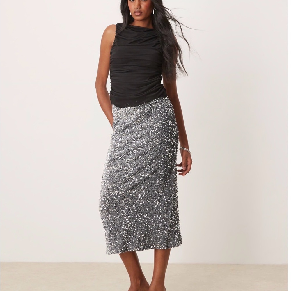 ASOS Silver Sequin Skirt Size 10